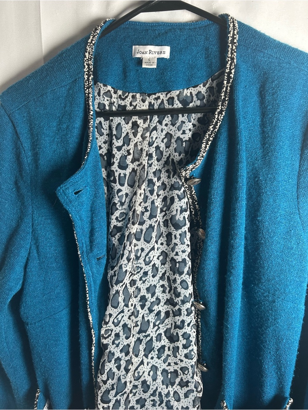Joan Rivers Teal Women’s Jacket with Leopard Lining